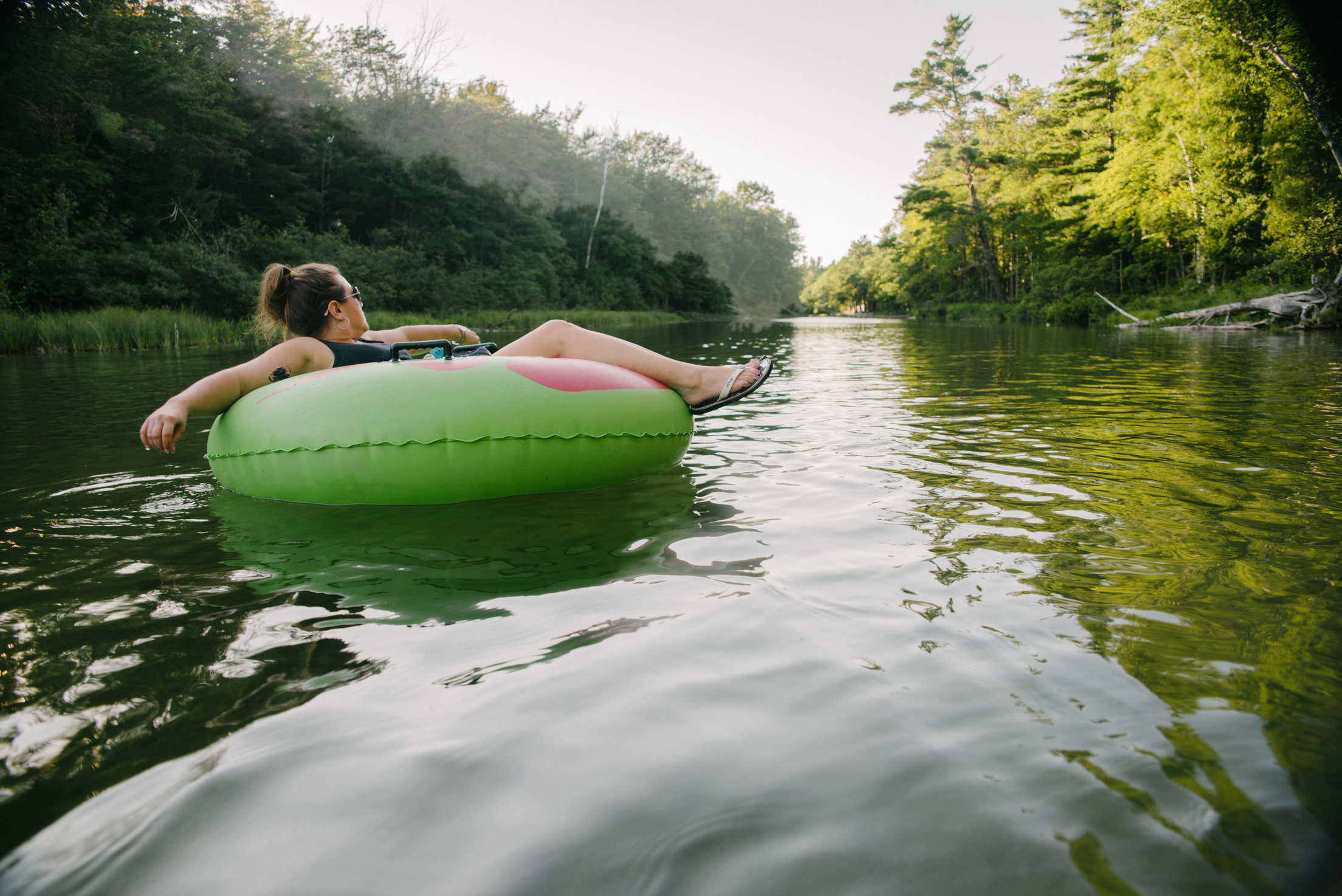 Tubing in river